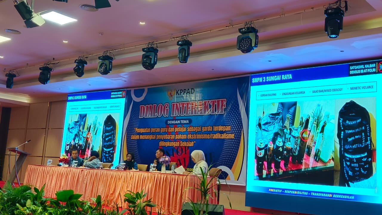 Kegiatan dialog interaktif bertema Penguatan Peran Guru dan Pelajar Sebagai Garda Terdepan Menangkal Penyebaran Paham Ekstremisme dan Radikalisme di Lingkungan Sekolah yang digelar, Senin (27/4). Foto: Istimewa