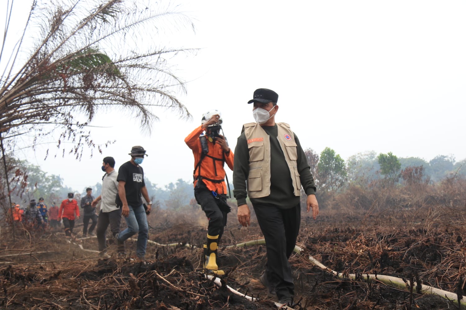 Gubernur Kalimantan Barat Ria Norsan meninjau karhutla di Desa Rasau Jaya Tiga, Kabupaten Kubu Raya, Sabtu (5/9/2026). Foto: Istimewa